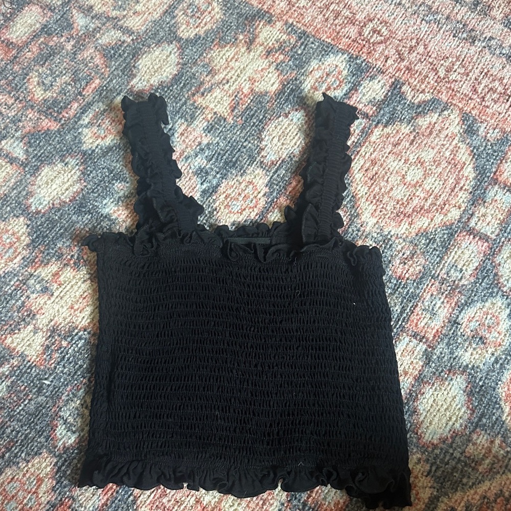 SHEIN Black Ruffled Tank Top